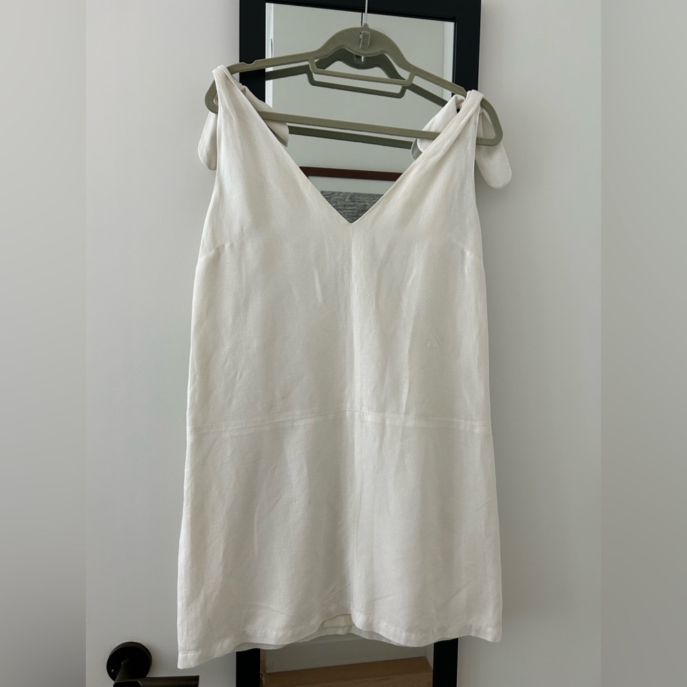 Emerson Fry Cream V-Neck Tie Shoulder Dress